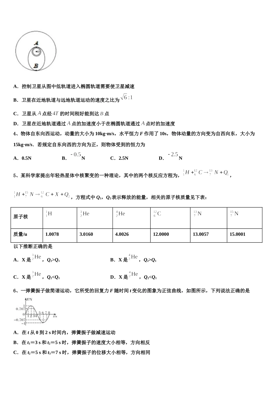 2024-2025学年上海市上海外国语大学附属中学高二物理第二学期期中质量检测模拟试题含解析_第2页