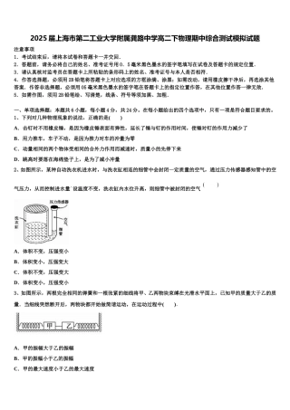 2025届上海市第二工业大学附属龚路中学高二下物理期中综合测试模拟试题含解析