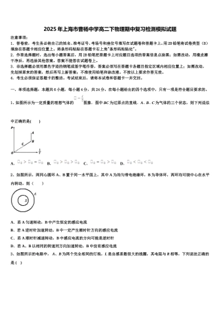 2025年上海市曹杨中学高二下物理期中复习检测模拟试题含解析