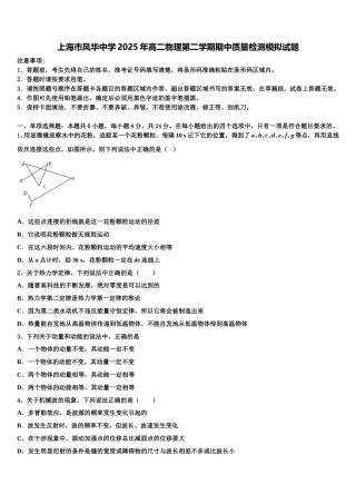 上海市风华中学2025年高二物理第二学期期中质量检测模拟试题含解析