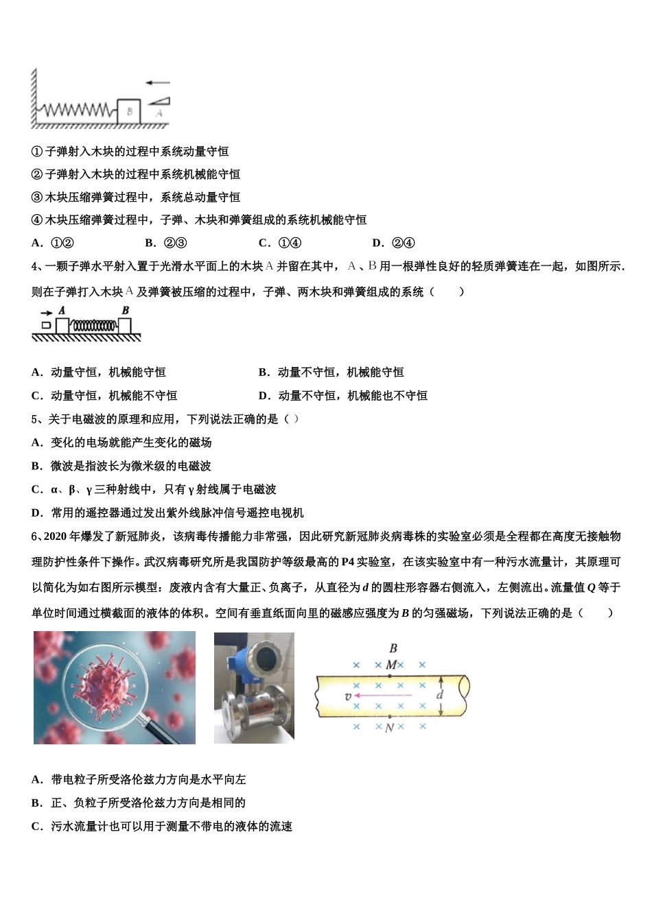 四川省乐山沫若中学2024-2025学年高二下物理期中统考模拟试题含解析_第2页