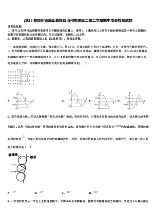 2025届四川省凉山彝族自治州物理高二第二学期期中质量检测试题含解析