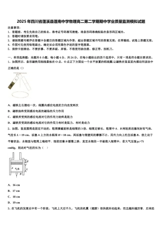 2025年四川省蓬溪县蓬南中学物理高二第二学期期中学业质量监测模拟试题含解析