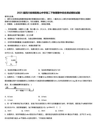 2025届四川省绵阳南山中学高二下物理期中综合测试模拟试题含解析
