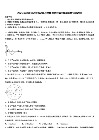 2025年四川省泸州市泸县二中物理高二第二学期期中预测试题含解析