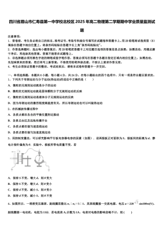 四川省眉山市仁寿县第一中学校北校区2025年高二物理第二学期期中学业质量监测试题含解析