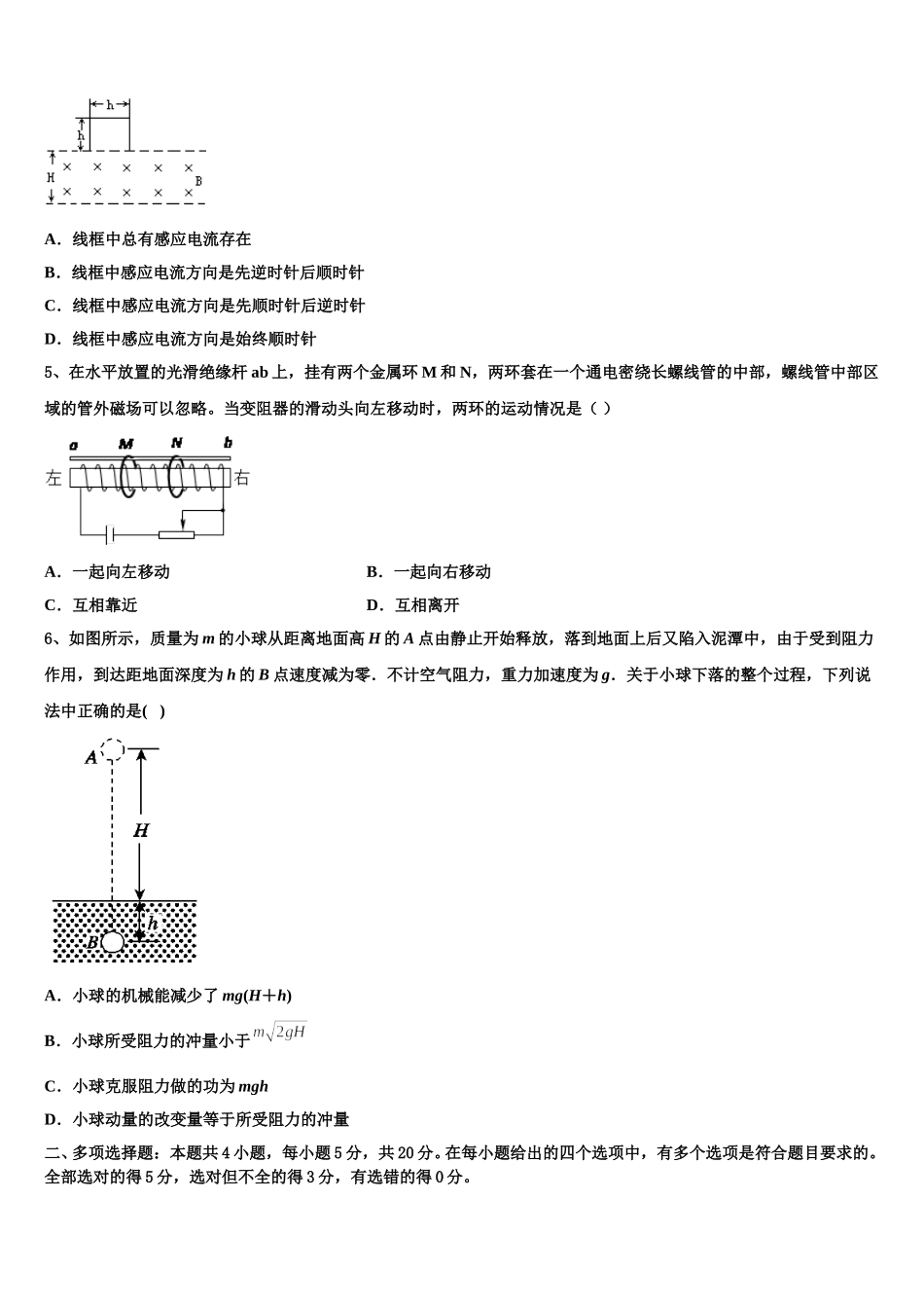 2025届四川省泸州市市合江县合江天立学校高物理高二第二学期期中综合测试试题含解析_第2页