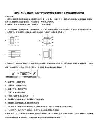2024-2025学年四川省广安市武胜烈面中学高二下物理期中检测试题含解析