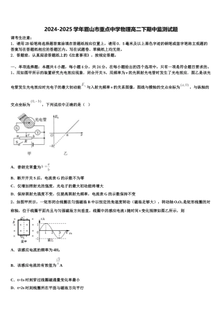 2024-2025学年眉山市重点中学物理高二下期中监测试题含解析