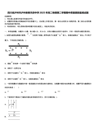 四川省泸州市泸州老窖天府中学2025年高二物理第二学期期中质量跟踪监视试题含解析