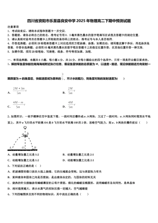 四川省资阳市乐至县良安中学2025年物理高二下期中预测试题含解析
