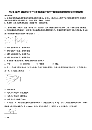 2024-2025学年四川省广元外国语学校高二下物理期中质量跟踪监视模拟试题含解析