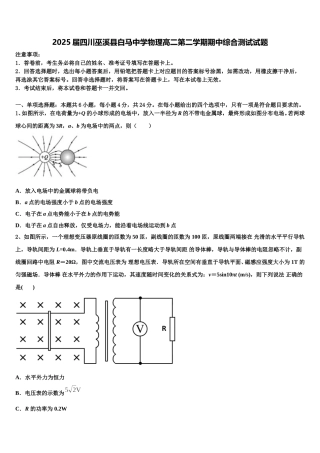 2025届四川巫溪县白马中学物理高二第二学期期中综合测试试题含解析