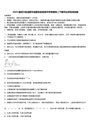 2025届四川省成都市成都实验高级中学物理高二下期中达标检测试题含解析