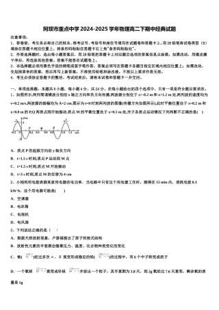 阿坝市重点中学2024-2025学年物理高二下期中经典试题含解析