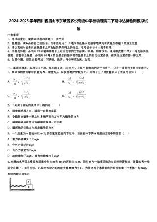 2024-2025学年四川省眉山市东坡区多悦高级中学校物理高二下期中达标检测模拟试题含解析