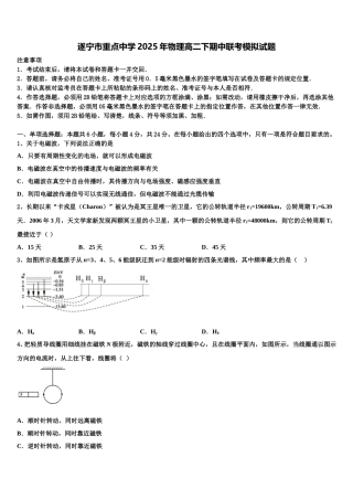 遂宁市重点中学2025年物理高二下期中联考模拟试题含解析