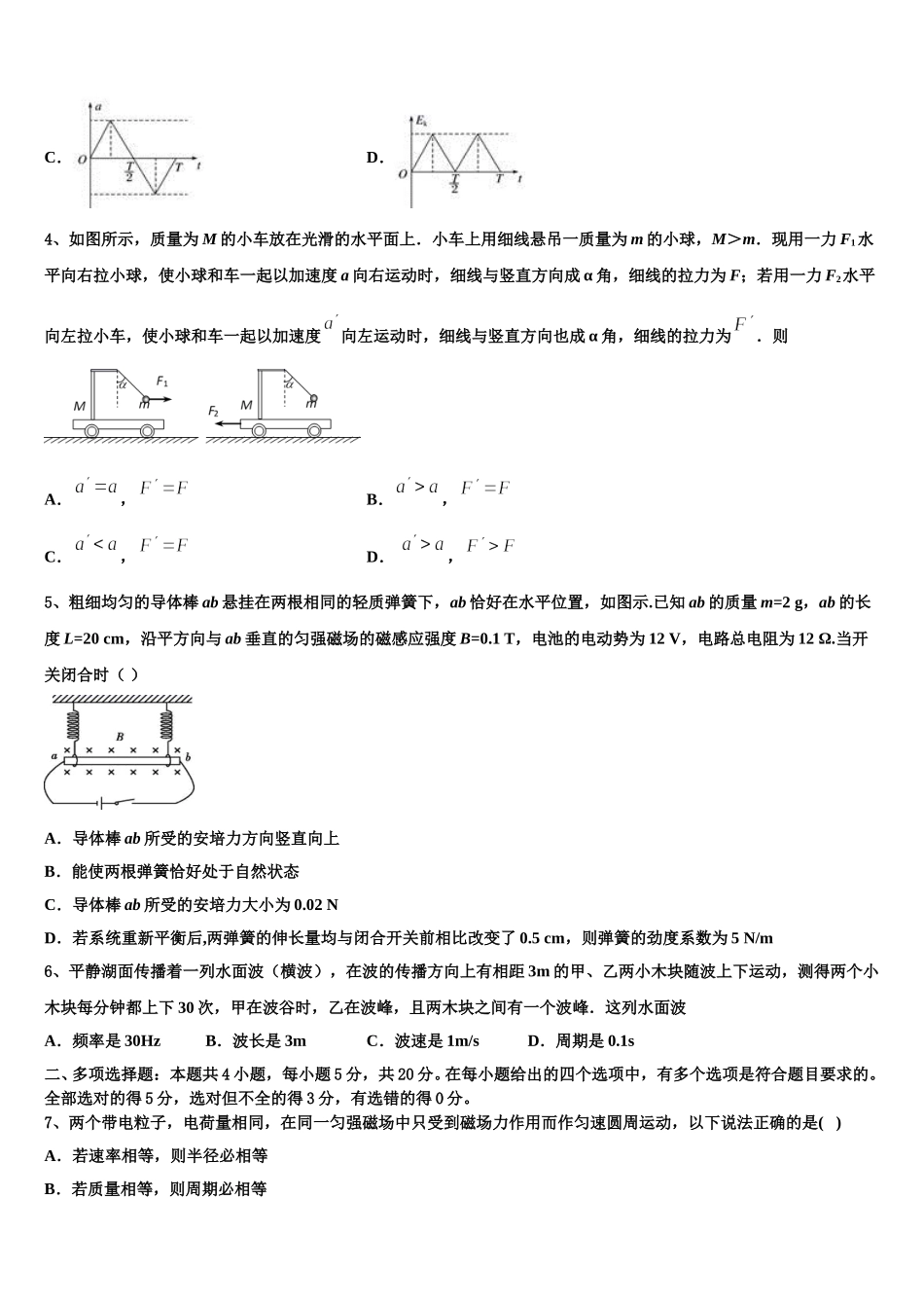 2025年四川省绿然国际学校高二物理第二学期期中调研模拟试题含解析_第2页
