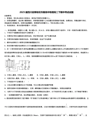 2025届四川省攀枝花市属高中物理高二下期中考试试题含解析