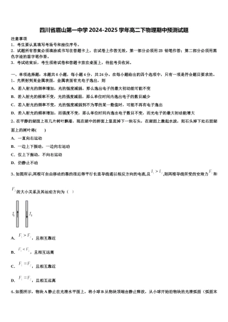四川省眉山第一中学2024-2025学年高二下物理期中预测试题含解析