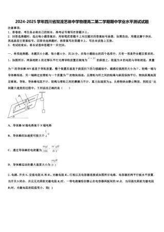2024-2025学年四川省双流艺体中学物理高二第二学期期中学业水平测试试题含解析