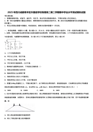 2025年四川成都青羊区外国语学校物理高二第二学期期中学业水平测试模拟试题含解析