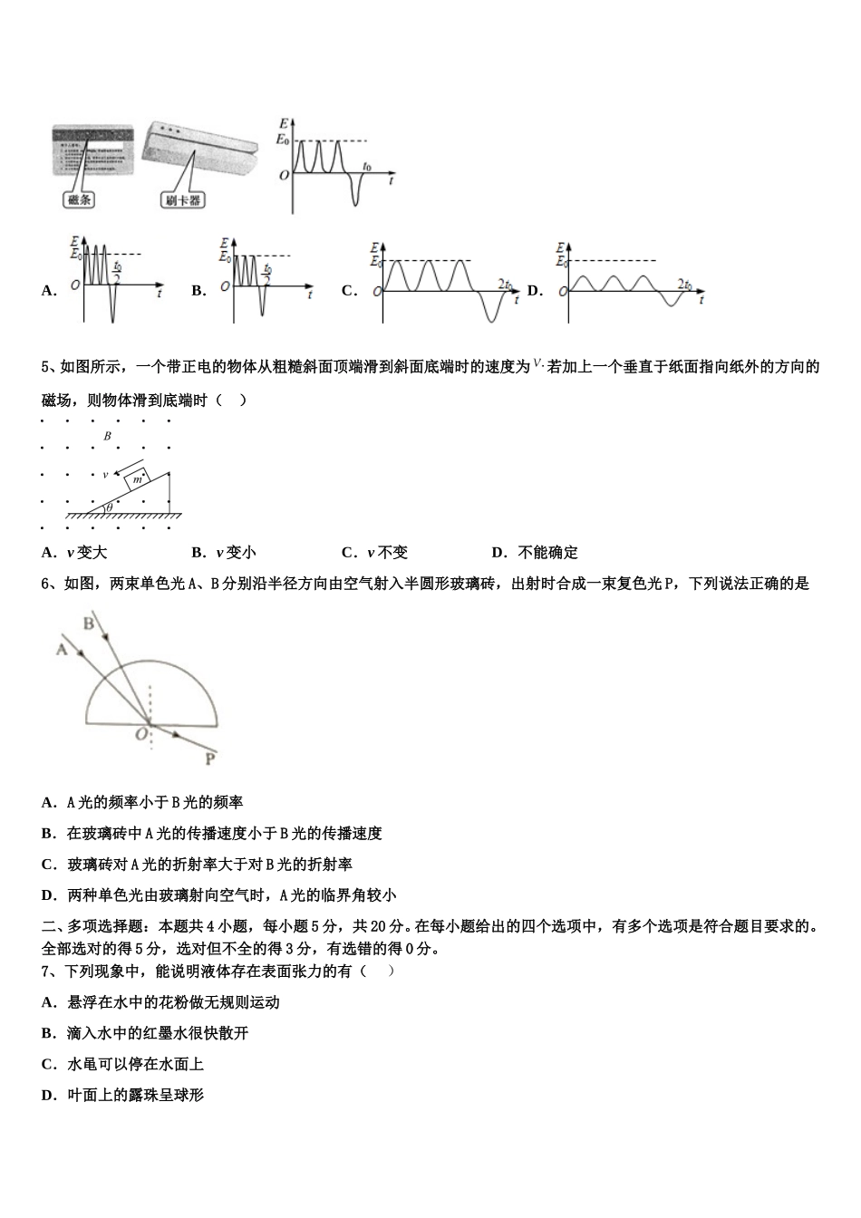 2025届四川省成都七中嘉祥外国语学校高物理高二下期中综合测试模拟试题含解析_第2页