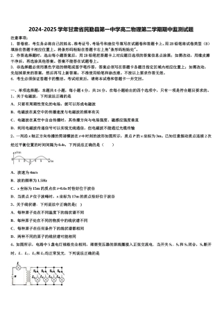 2024-2025学年甘肃省民勤县第一中学高二物理第二学期期中监测试题含解析