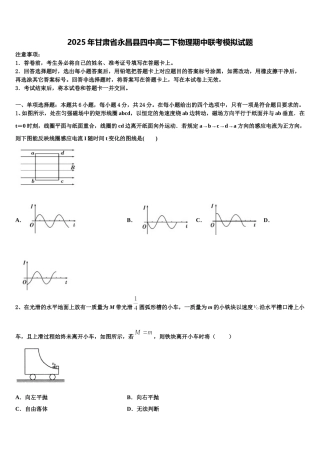 2025年甘肃省永昌县四中高二下物理期中联考模拟试题含解析