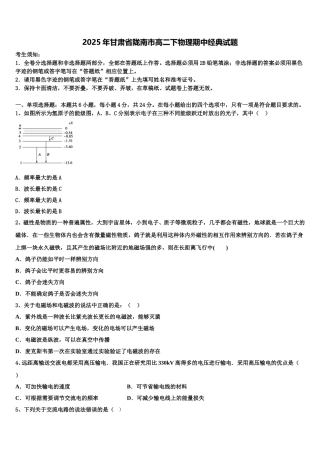 2025年甘肃省陇南市高二下物理期中经典试题含解析
