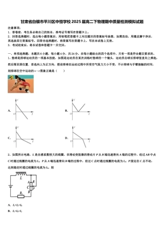 甘肃省白银市平川区中恒学校2025届高二下物理期中质量检测模拟试题含解析