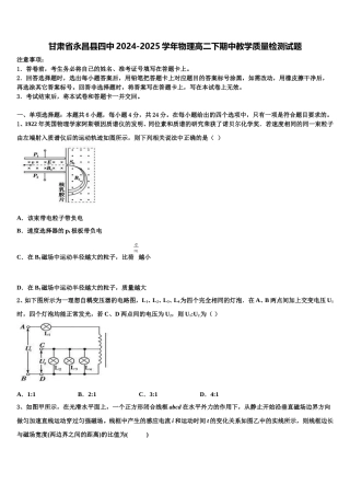 甘肃省永昌县四中2024-2025学年物理高二下期中教学质量检测试题含解析