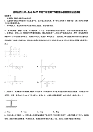 甘肃省西北师大附中2025年高二物理第二学期期中质量跟踪监视试题含解析