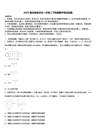 2025届甘肃省甘谷一中高二下物理期中考试试题含解析
