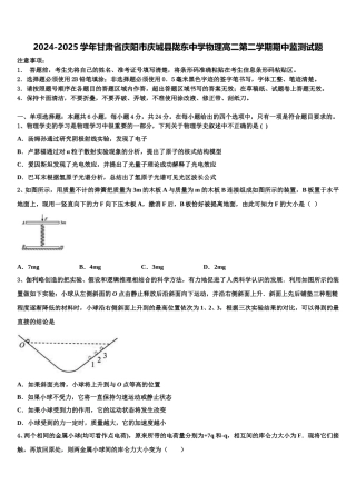 2024-2025学年甘肃省庆阳市庆城县陇东中学物理高二第二学期期中监测试题含解析