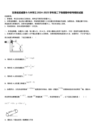 甘肃省武威第十八中学三2024-2025学年高二下物理期中联考模拟试题含解析