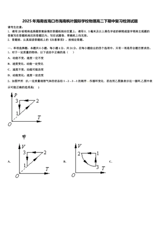 2025年海南省海口市海南枫叶国际学校物理高二下期中复习检测试题含解析