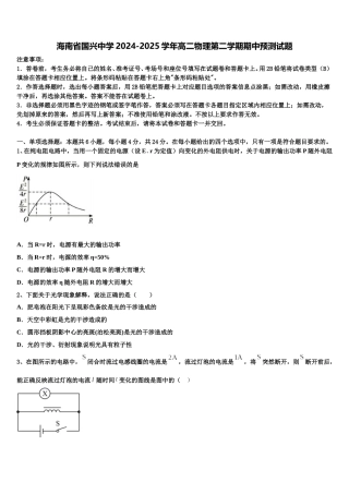海南省国兴中学2024-2025学年高二物理第二学期期中预测试题含解析
