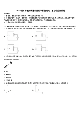 2025届广东省深圳市外国语学校物理高二下期中监测试题含解析