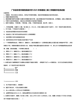 广东省东莞市第四高级中学2025年物理高二第二学期期中检测试题含解析