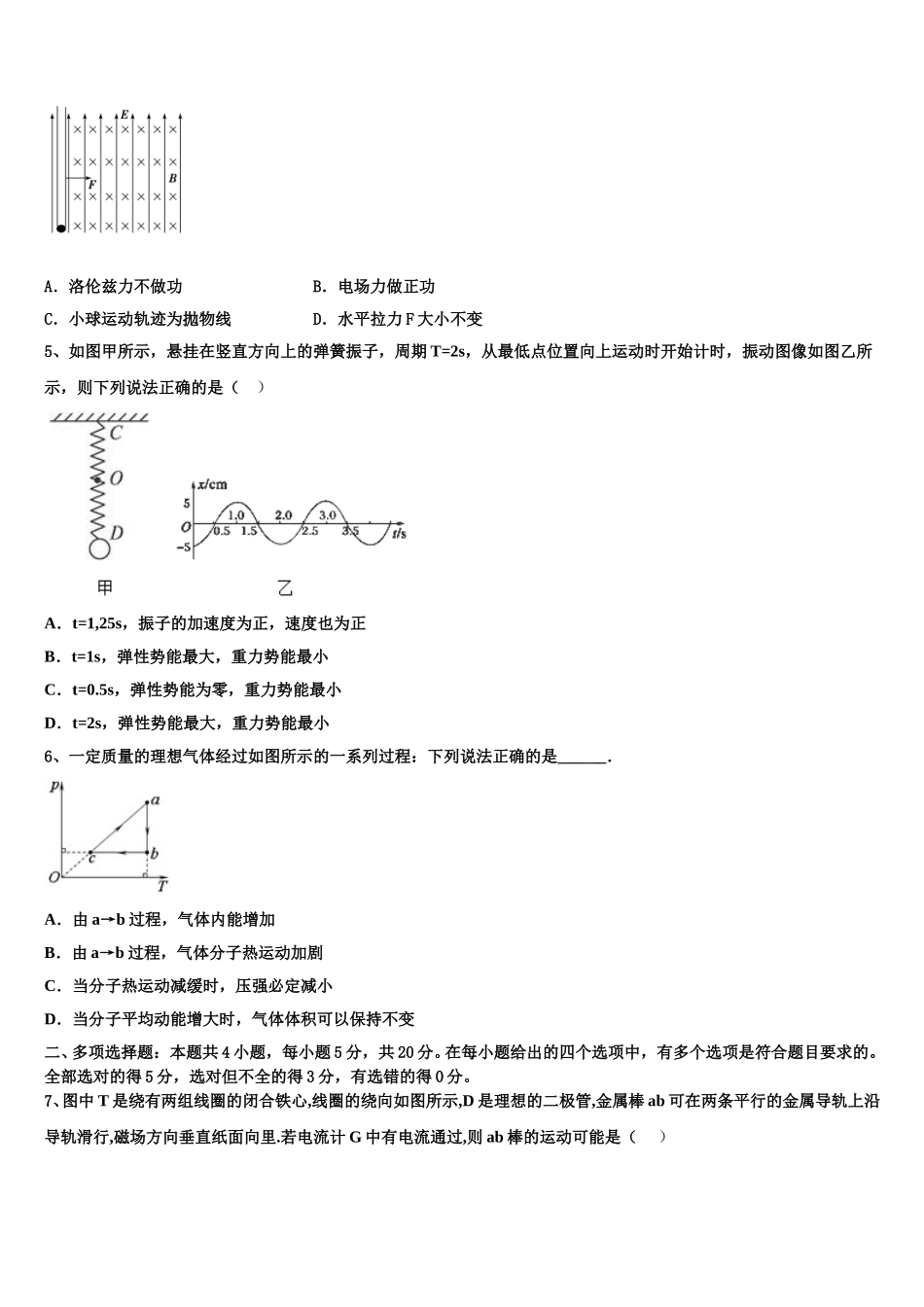 2024-2025学年广东省北京师范大学东莞石竹附属学校高二下物理期中联考试题含解析_第2页