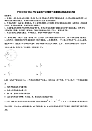 广东省师大附中2025年高二物理第二学期期中经典模拟试题含解析