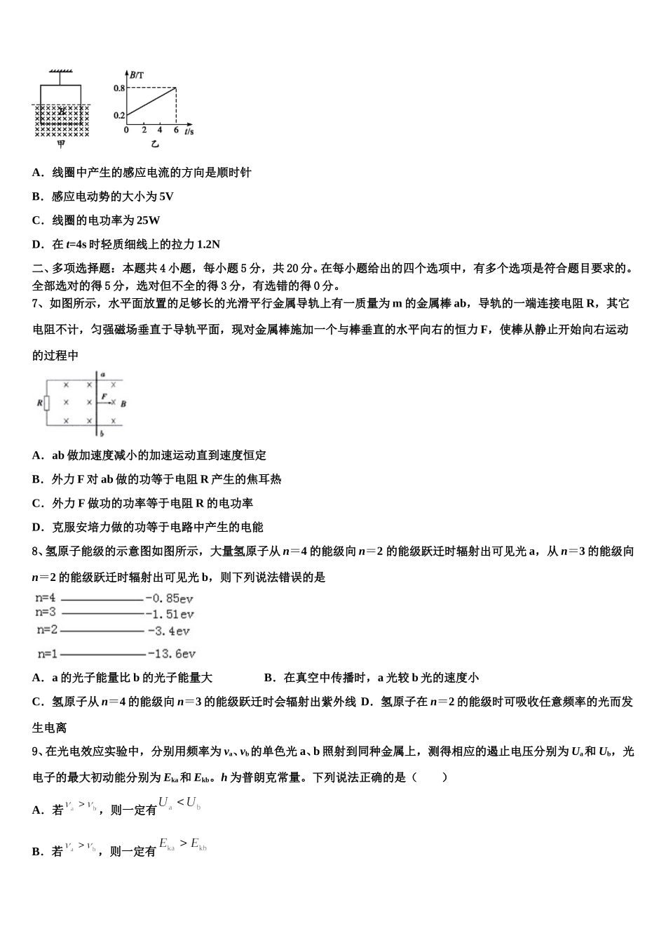2024-2025学年广东省省际名校物理高二下期中联考模拟试题含解析_第3页