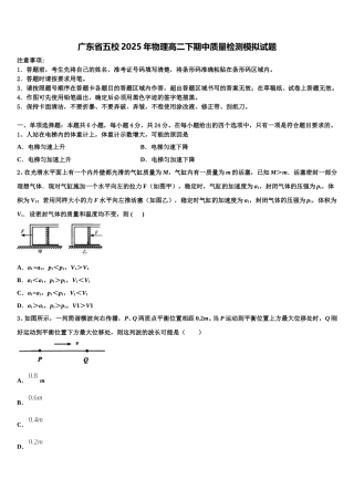 广东省五校2025年物理高二下期中质量检测模拟试题含解析