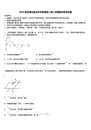 2025届河源市重点中学物理高二第二学期期中联考试题含解析