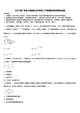 2025届广东省大埔县虎山中学高二下物理期中联考模拟试题含解析