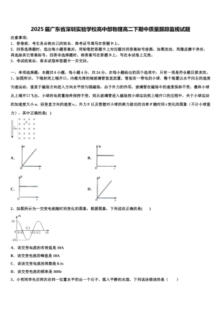 2025届广东省深圳实验学校高中部物理高二下期中质量跟踪监视试题含解析