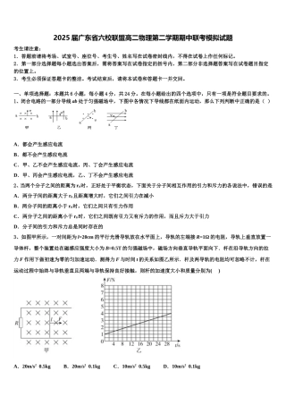 2025届广东省六校联盟高二物理第二学期期中联考模拟试题含解析