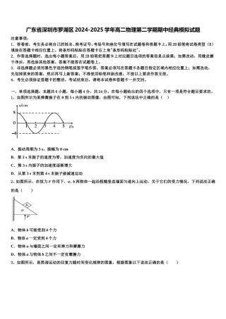 广东省深圳市罗湖区2024-2025学年高二物理第二学期期中经典模拟试题含解析