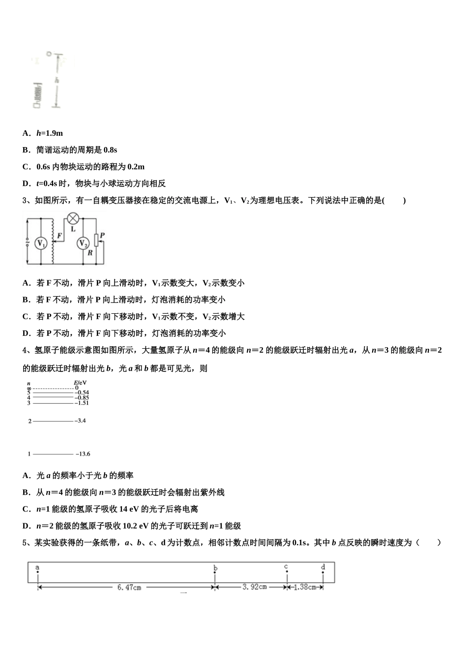 2025届河源市重点中学物理高二下期中学业水平测试试题含解析_第2页